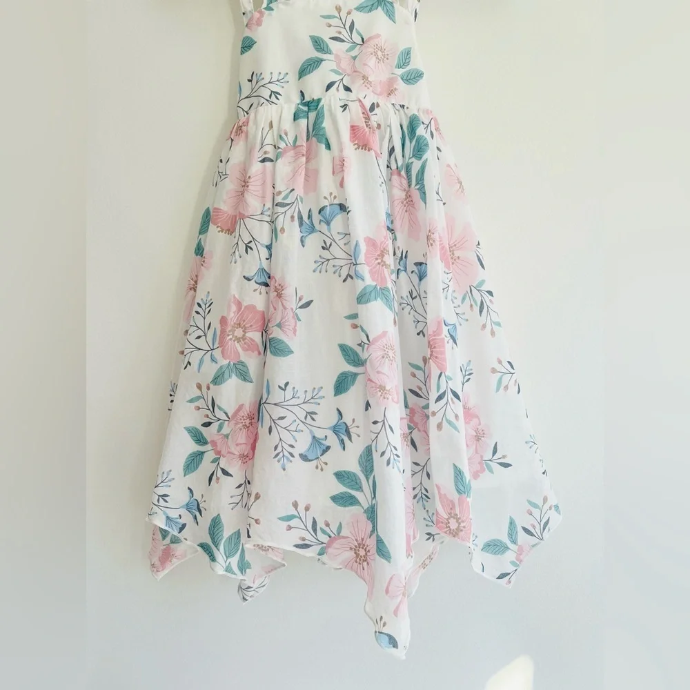 Rachel Zoe White Handkerchief Sundress with Pink & Teal Floral Print | Girls 3T